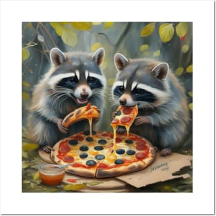 Raccoon funny gift raccoon eating pizza gift ideas Posters and Art